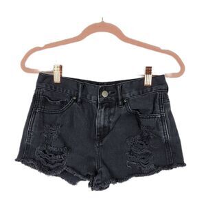 Bullhead Distressed Denim Co. Black High Rise Shorts Size 25